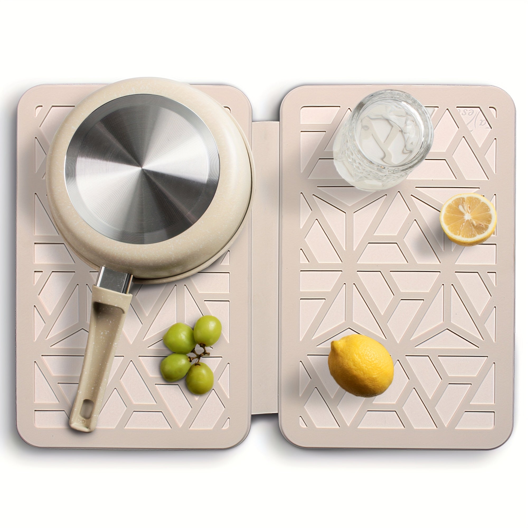 Stone Dish Drying Mat Counter Quick Drying Dish Pad for Kitchen Foldable Dish Pad with Silicone Webbing to Protect Dishes, Fast Drying, Super-Absorbent