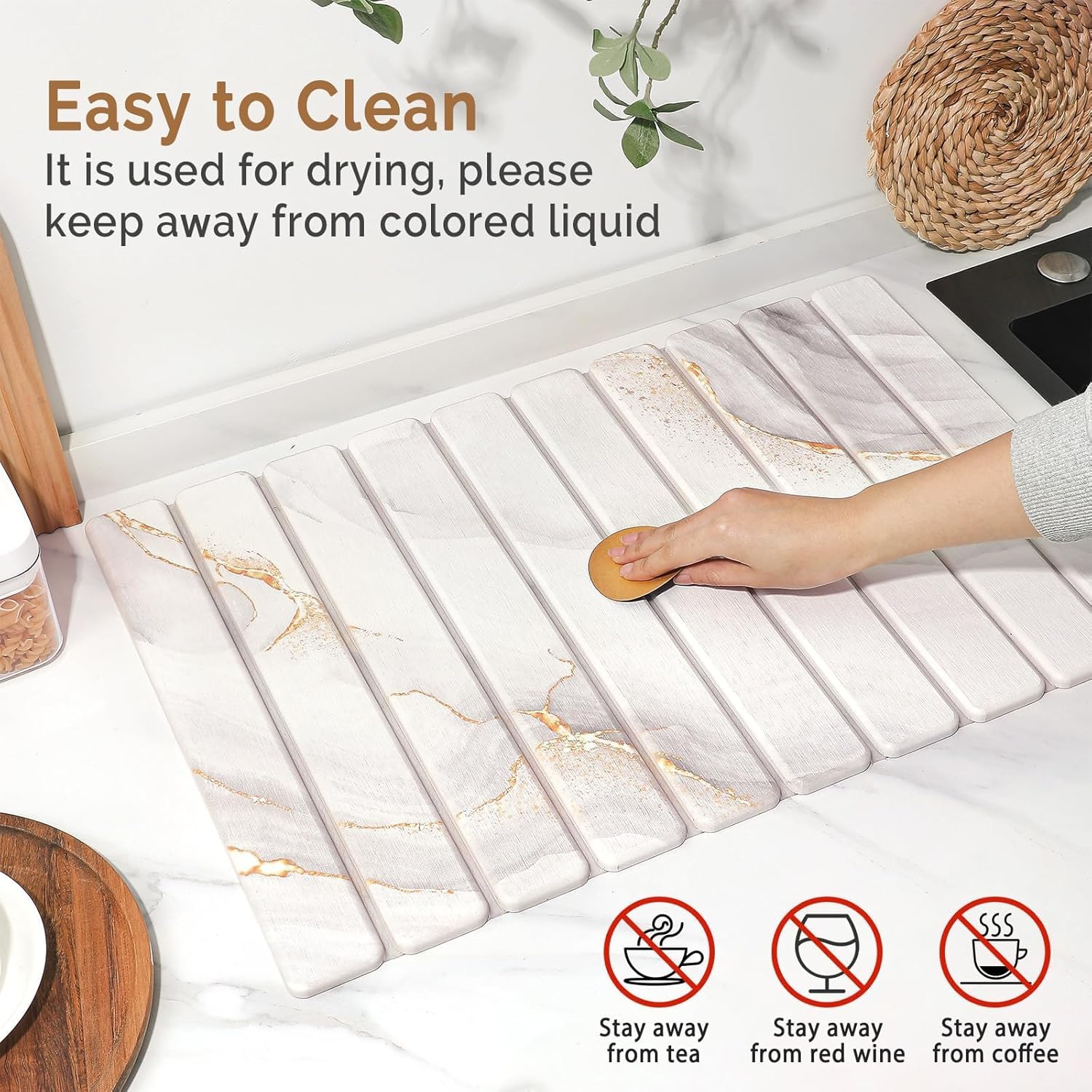 Large Stone Dish Drying Mat for Kitchen Counter,Quick Dry Stone Dishes Mats