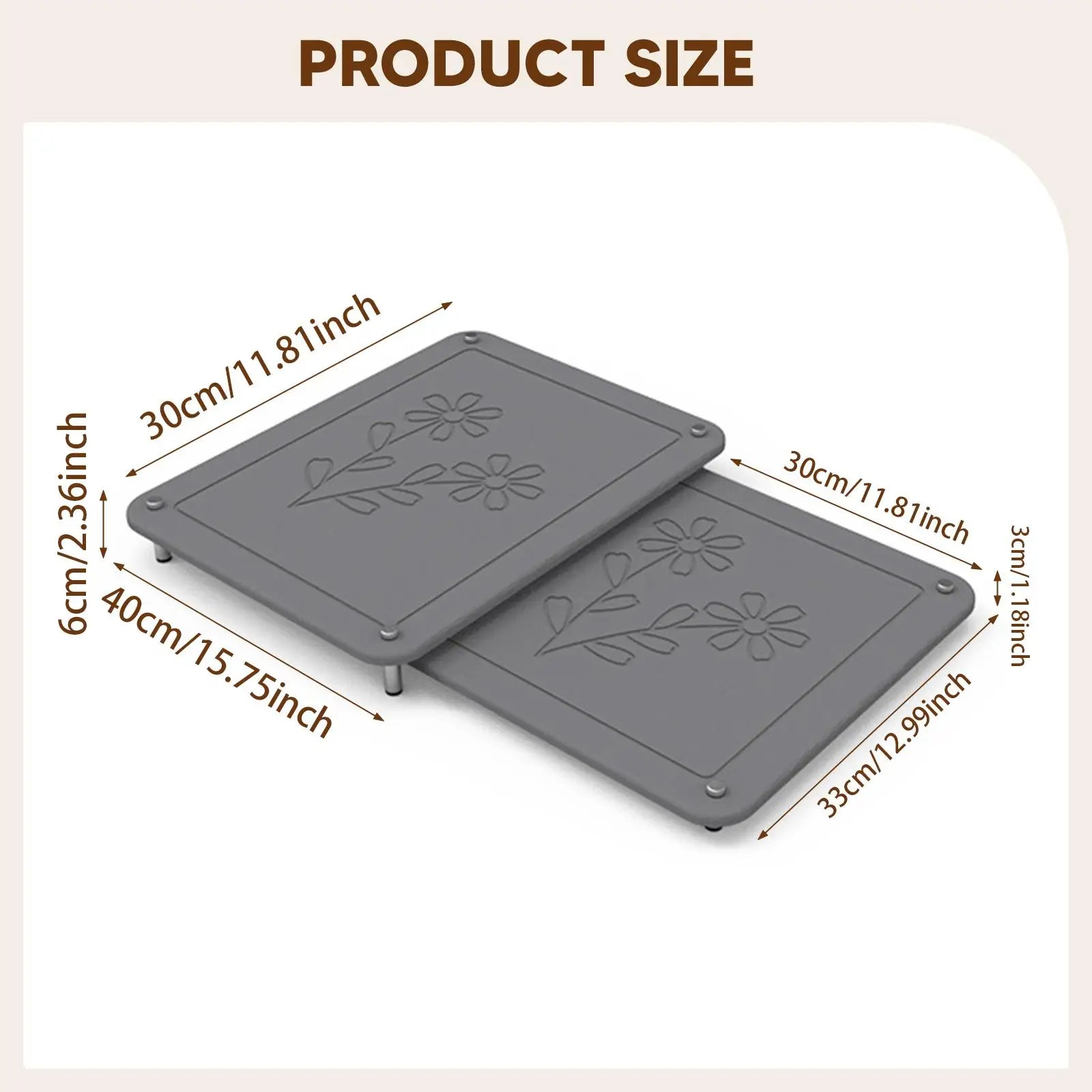 2Pcs Stone Drying Mat Easy to Clean Sturdy with Non Slip Feet Fast Dry Diatomaceous Earth Heat Resistant Dish Rack Drying Rack