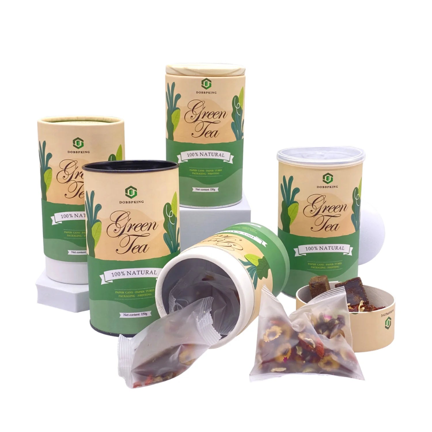 Wholesale Handmade Eco-Friendly Disposable Aluminum Tube Box Custom Food Grade Kraft Paper Airtight Packaging for Tea for