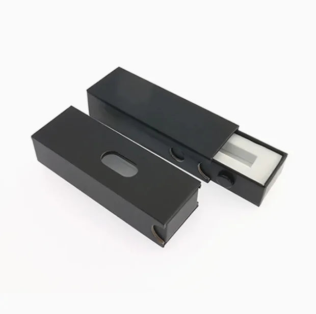 Boîtes en carton avec fenêtre, insert en mousse EVA à l'épreuve des enfants, logo personnalisé OEM imprimé, cartouche V 1 ml 0,5 ml avec bouton de verrouillage et revêtement en relief.