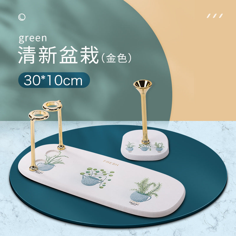 Pad quick-drying set, washing seat, cement suction creative rack, storage, mouthwash cup, diatom washing table, toothset, cushion, toothbrush.