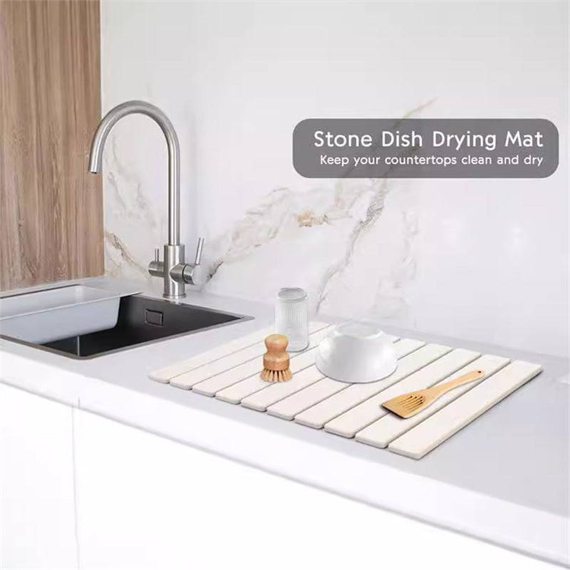 Bathroom diatomite mat, drying mat, multi-functional foldable draining mat, kitchen dish absorbent countertop tableware mat, cross-border mat