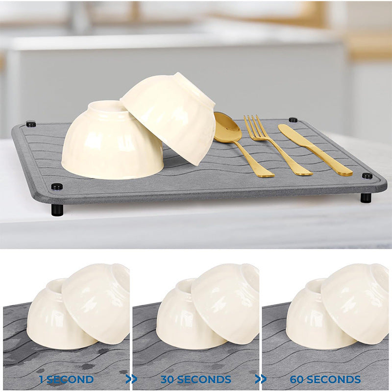 Table tray, hard board, instant water absorption, kitchen pad, washing and draining, quick drying pad, drainage pad, diatomaceous earth pad, dinner plate.