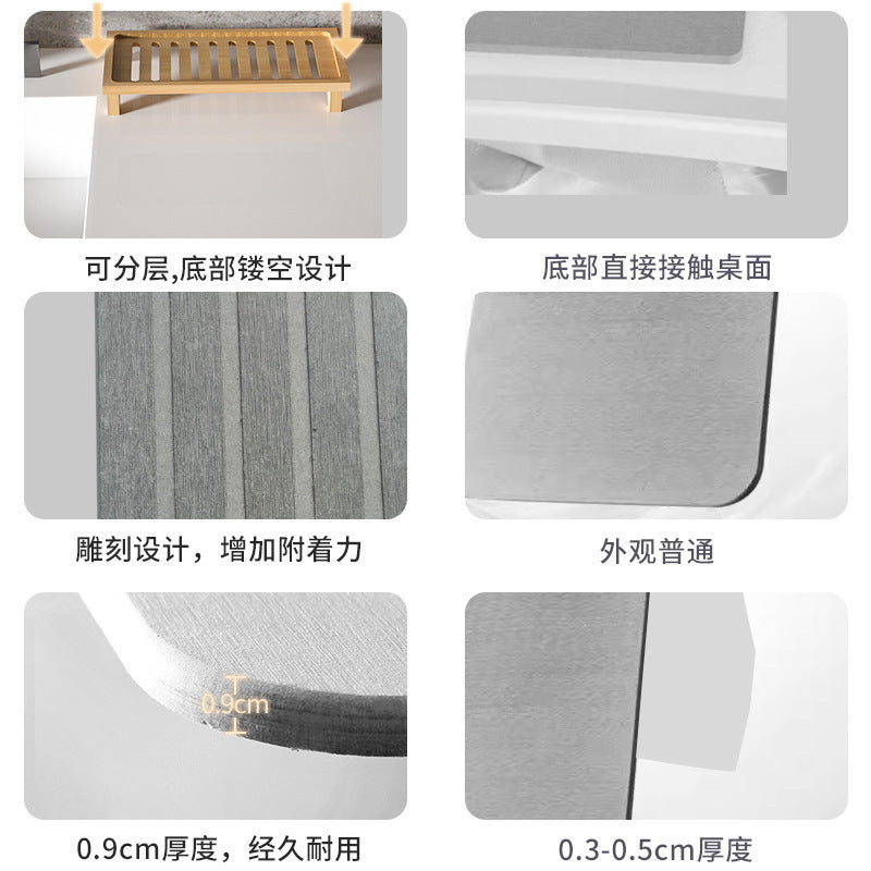 Stone tray Diatomite wash Cross-border tableware Countertop bathroom Amazon bamboo tray pad drying suction drain