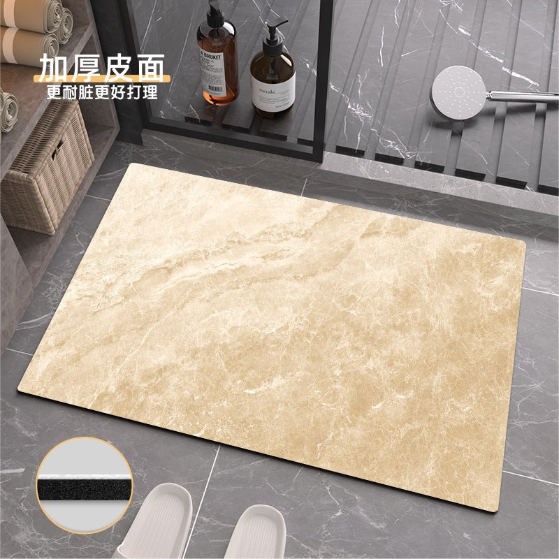 Leather toilet anti-slip mat diatom water-absorbing ecological foot mat bathroom quick-drying door mat soft mud light luxury