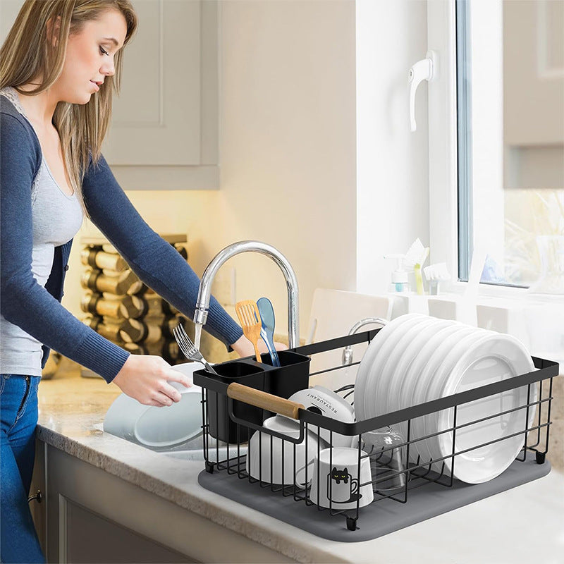 Shelf Self-drying Metal Dishes with Stone and Absorbent Wrought Iron Dishes Base Adopter Diatom Drain Dry