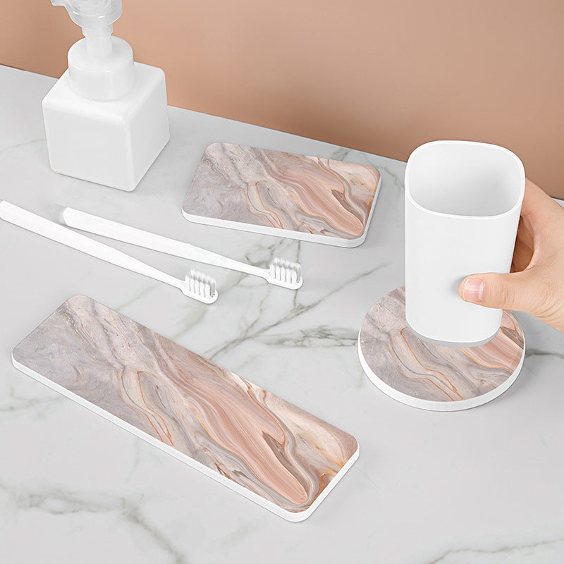 Algae mud absorbent toothbrush thermal insulation cup pattern teacup mud pad mouthwash coaster marble washstand diatom household pad