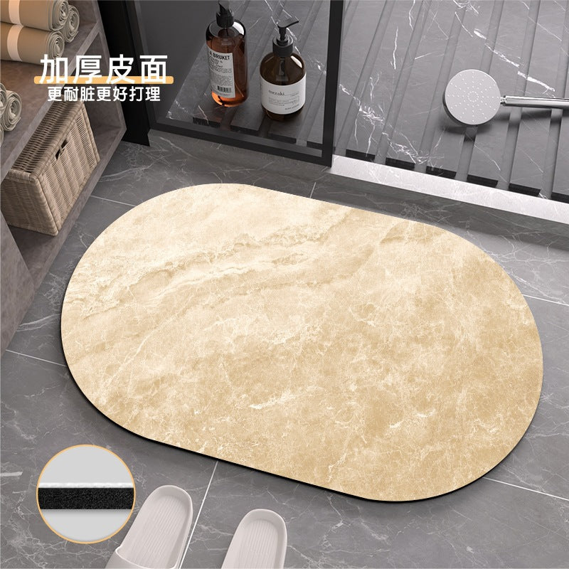 Leather toilet anti-slip mat diatom water-absorbing ecological foot mat bathroom quick-drying door mat soft mud light luxury