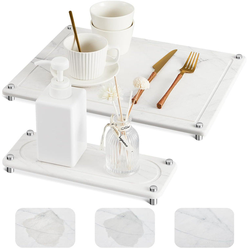 Kitchen stainless steel diatomite dry countertop non-slip stone plate drying foot set pad drying plate speed pad stone water absorption