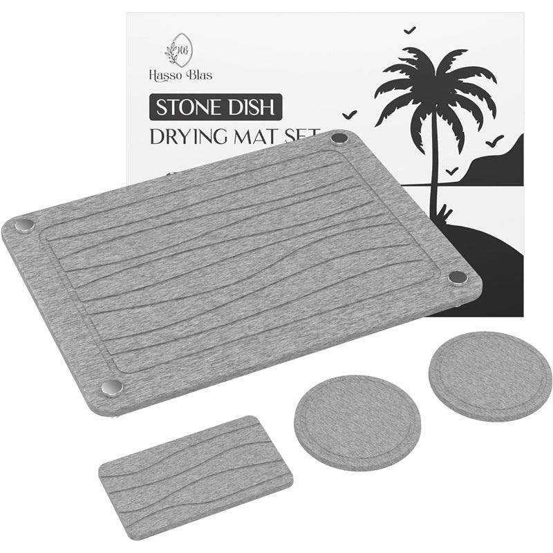 Kitchen stainless steel diatomite dry countertop non-slip stone plate drying foot set pad drying plate speed pad stone water absorption