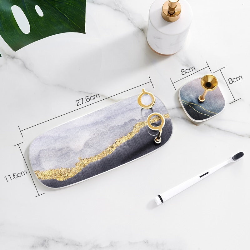 Pad quick-drying set, washing seat, cement suction creative rack, storage, mouthwash cup, diatom washing table, toothset, cushion, toothbrush.