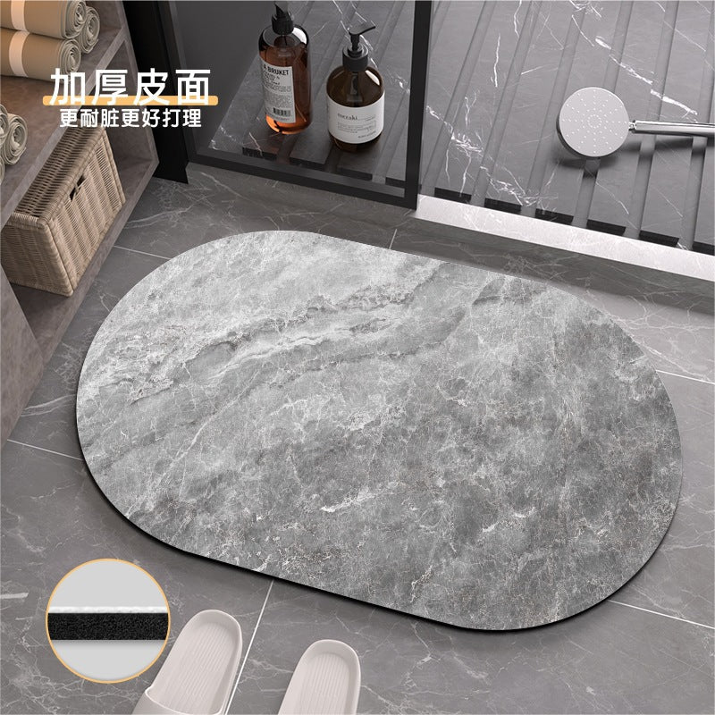 Leather toilet anti-slip mat diatom water-absorbing ecological foot mat bathroom quick-drying door mat soft mud light luxury