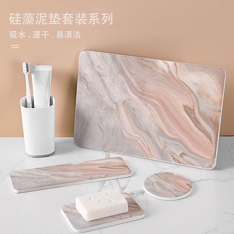 Algae mud absorbent toothbrush thermal insulation cup pattern teacup mud pad mouthwash coaster marble washstand diatom household pad