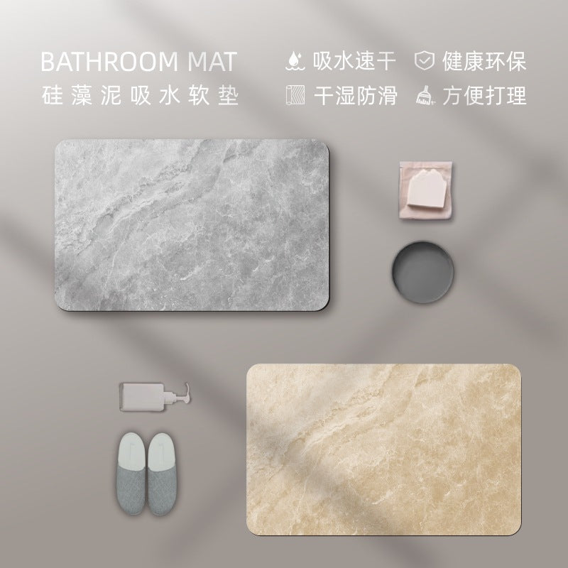 Leather toilet anti-slip mat diatom water-absorbing ecological foot mat bathroom quick-drying door mat soft mud light luxury