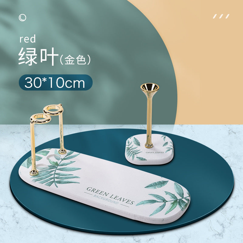 Pad quick-drying set, washing seat, cement suction creative rack, storage, mouthwash cup, diatom washing table, toothset, cushion, toothbrush.