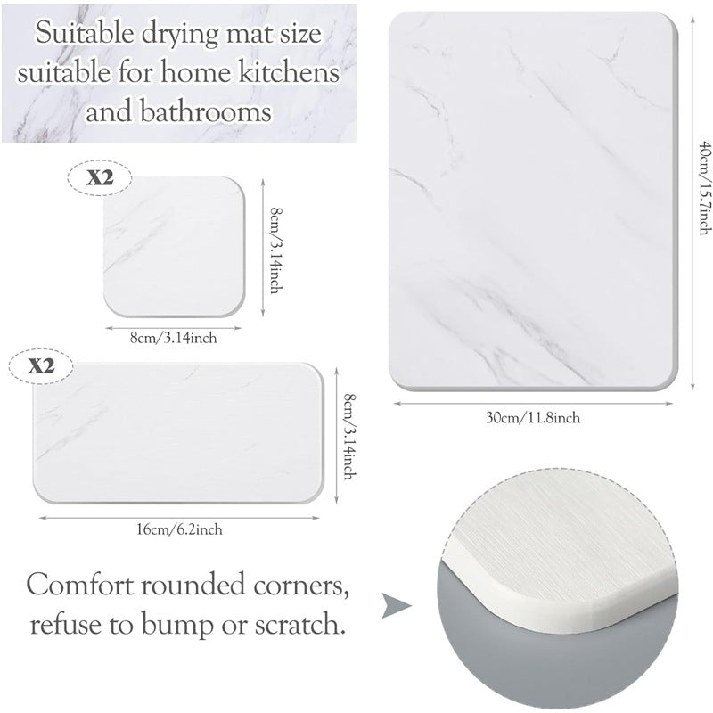 Kitchen stainless steel diatomite dry countertop non-slip stone plate drying foot set pad drying plate speed pad stone water absorption