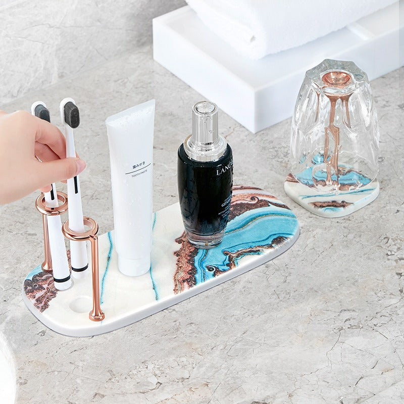 Pad quick-drying set, washing seat, cement suction creative rack, storage, mouthwash cup, diatom washing table, toothset, cushion, toothbrush.