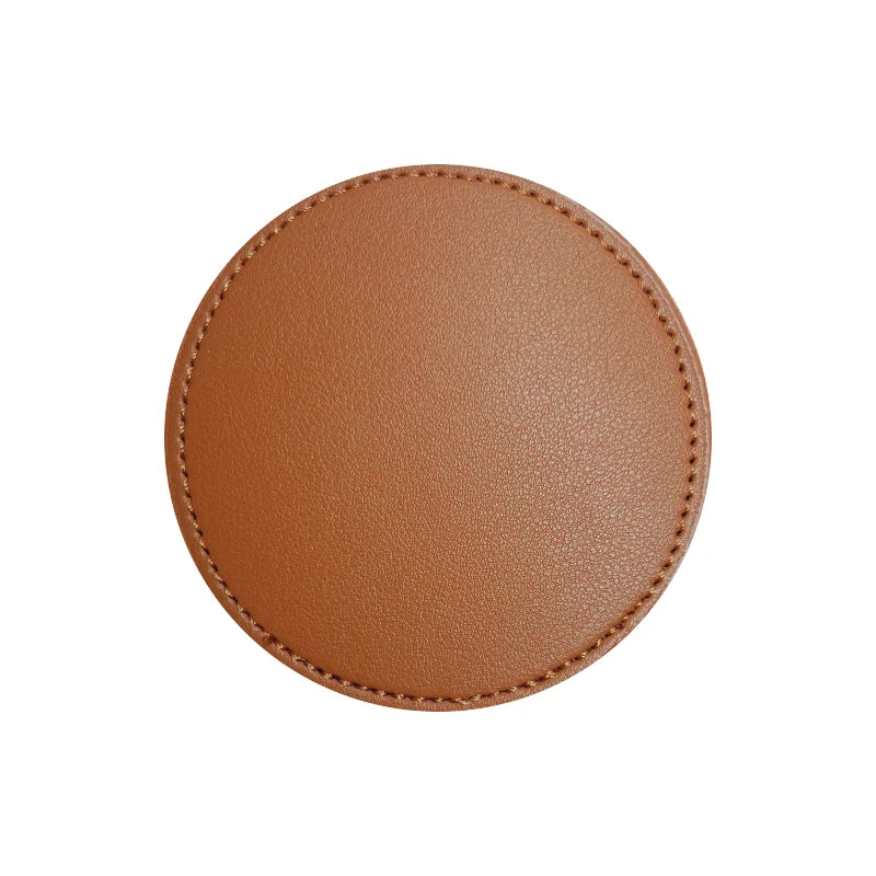 Inmos Faux Leather Coasters for Home Decor, Round Cup Pads, Tea and Water Cups, Coffee Mats, Dish Drying, Nordic