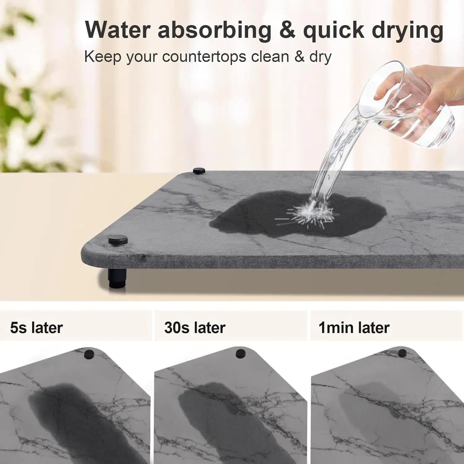 Dish Drying Stone Mat for Kitchen Quick Drying Diatomaceous Earth Sink Tray Mat Stone Mat with 4 Non-Slip Legs for Kitchen Bath