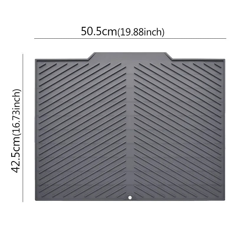Silicone Draining Board Mat Drying Pad Folding Heat Machine Mat with Raised Edges Countertop Mats Dish for Kitchen Pot Cup S/L