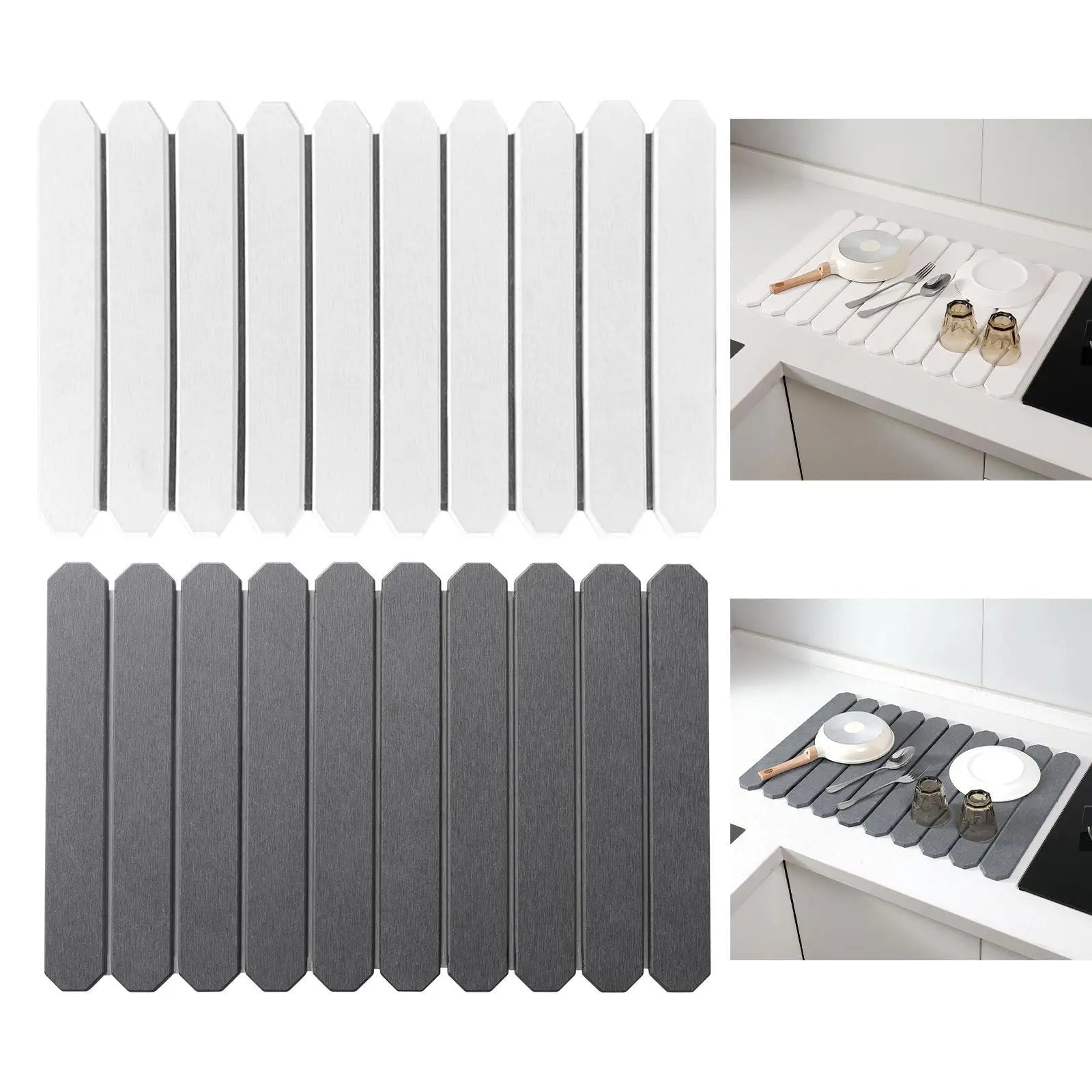 Stone Drying Mat for Kitchen Counter Dish Drying Pad Water Absorbent Stain Resistant Fast Dry Diatomaceous Mat for Household