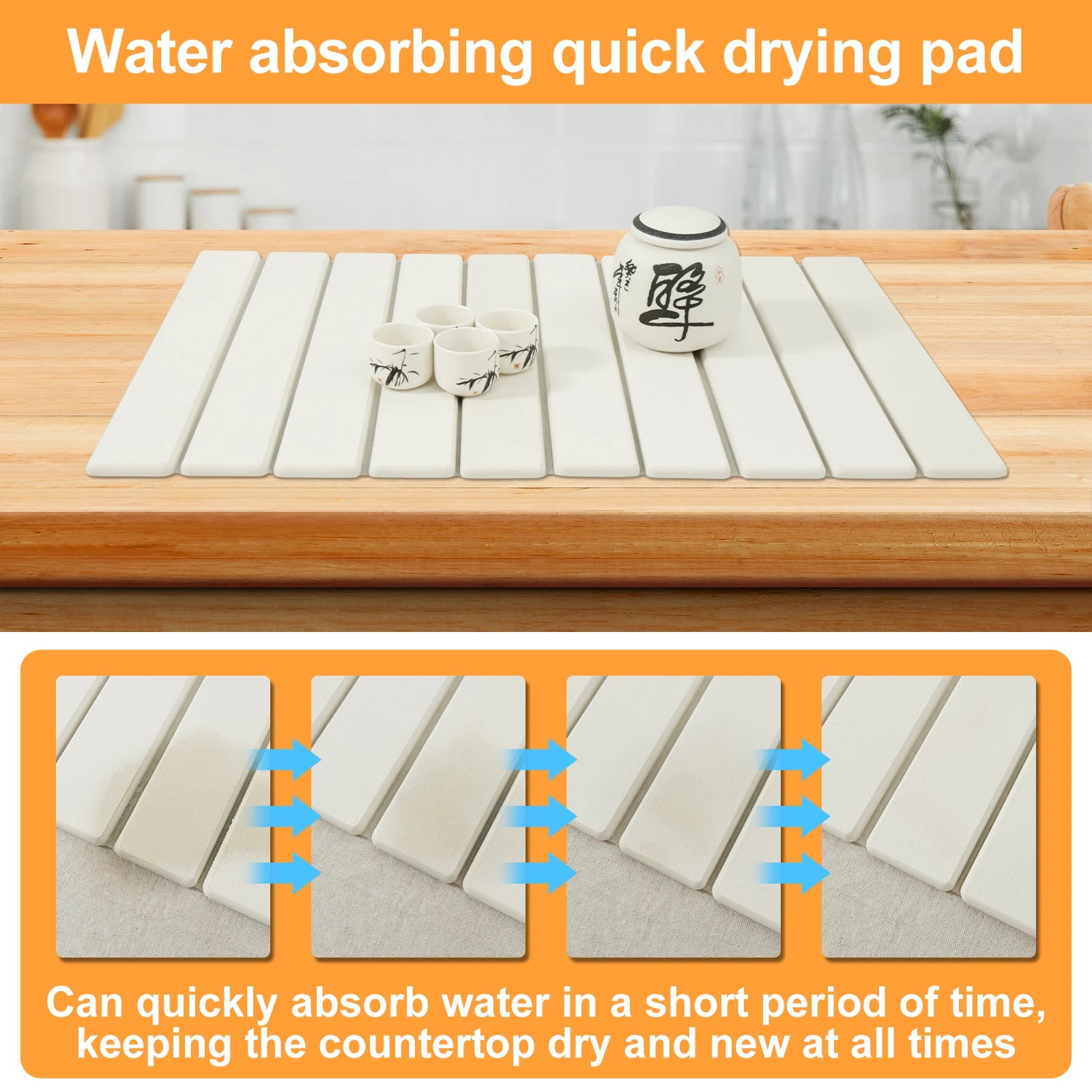 Stone Dish Drying Mat Fast Drying Stone Dish Mat Absorbent Diatomaceous Earth Drying Mats Foldable Rectangular Dish Drying Mats