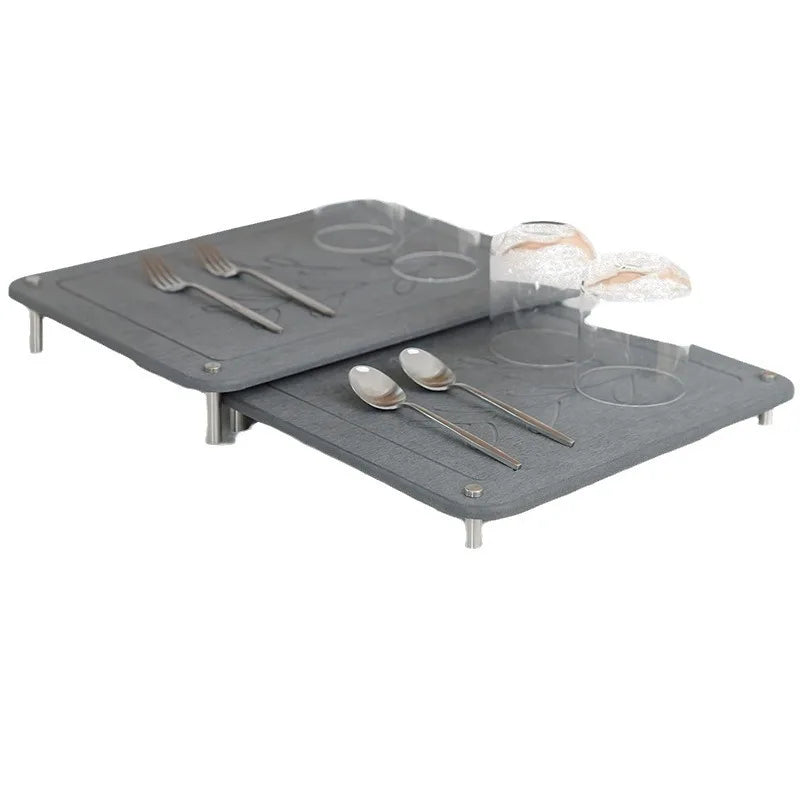 Nesting Stone Dish Drying Mats for Kitchen Counter Absorbent Quick Drying Diatomaceous Earth Stone Drying Mat Non-Slip Pad