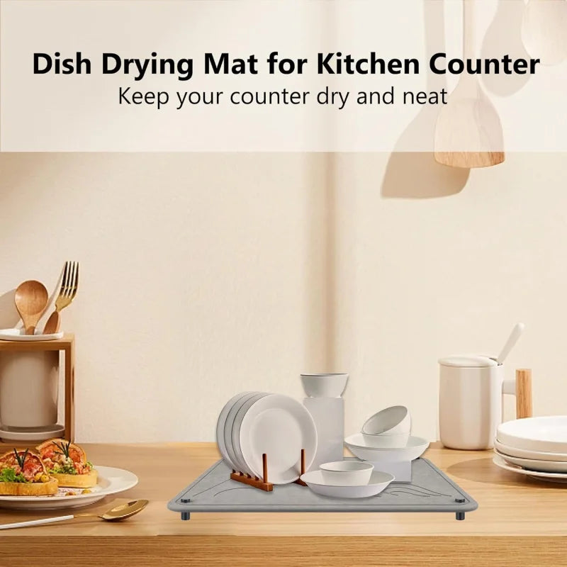 Kitchen Counter, Quick Drying Diatomaceous Earth Sink Tray Mat for Dish, Cups Heat Resistant Stone Dry