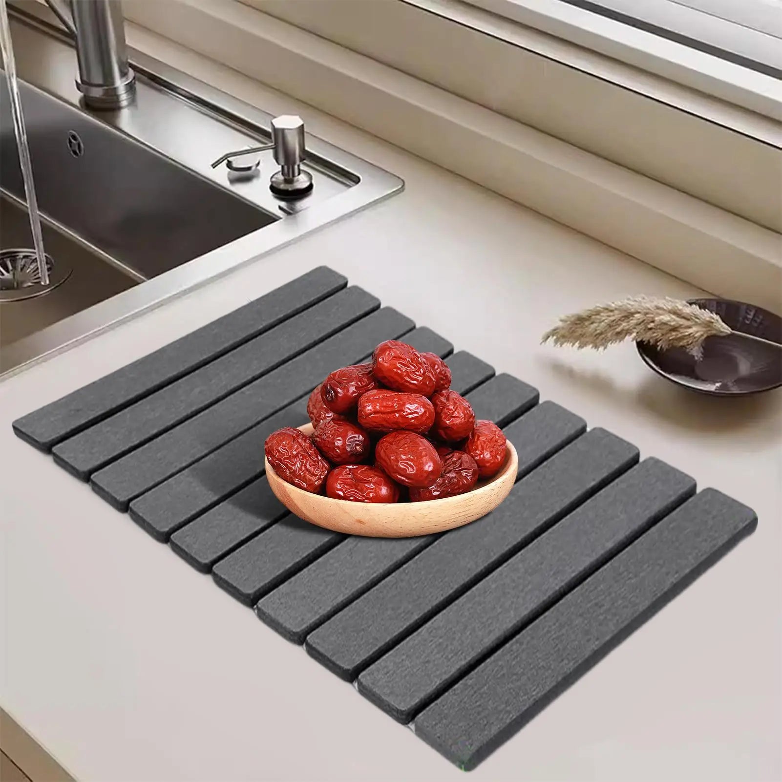 Large Stone Dish Drying Mat Foldable Dish Drying Mat Nonslip Reusable Dish Drainer Mat multi-purpose diatomaceous earth dish mat