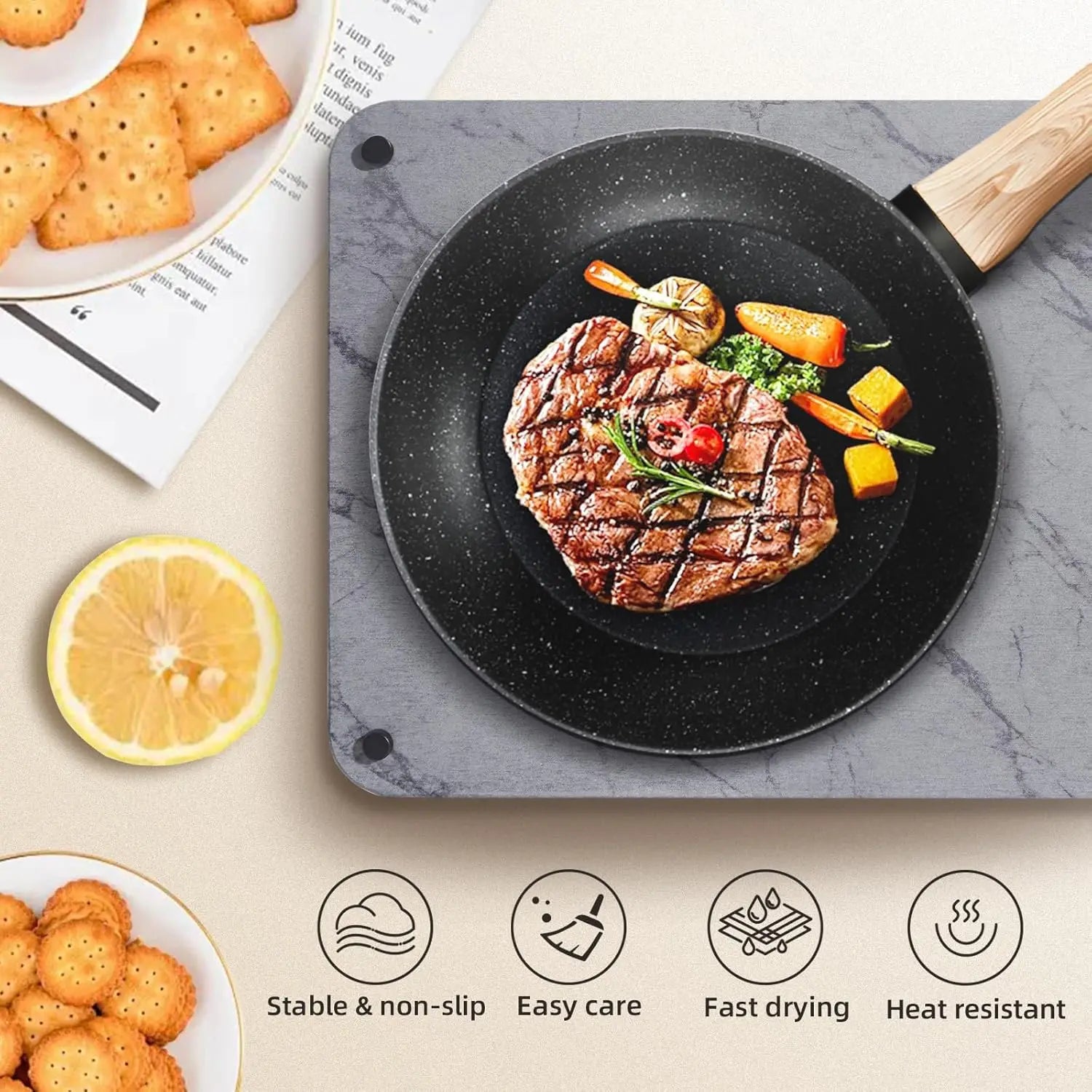 Dish Drying Stone Mat for Kitchen Quick Drying Diatomaceous Earth Sink Tray Mat Stone Mat with 4 Non-Slip Legs for Kitchen Bath