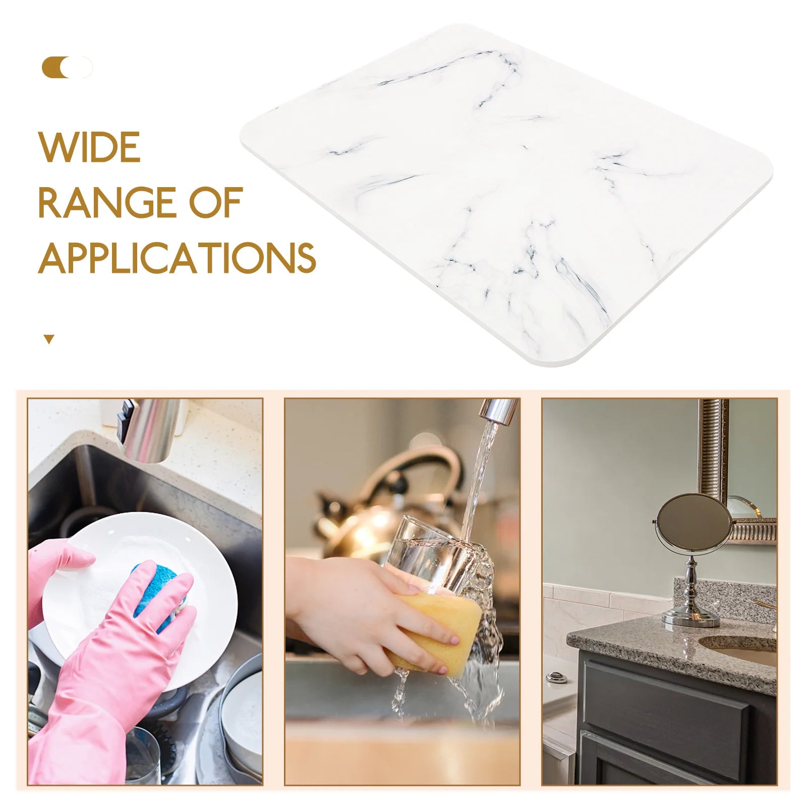 Premium Diatomite Dish Drying Mat Quick Absorption Heat Insulation Countertop Kitchen Stone Water Drain Pad Drying Cushion For