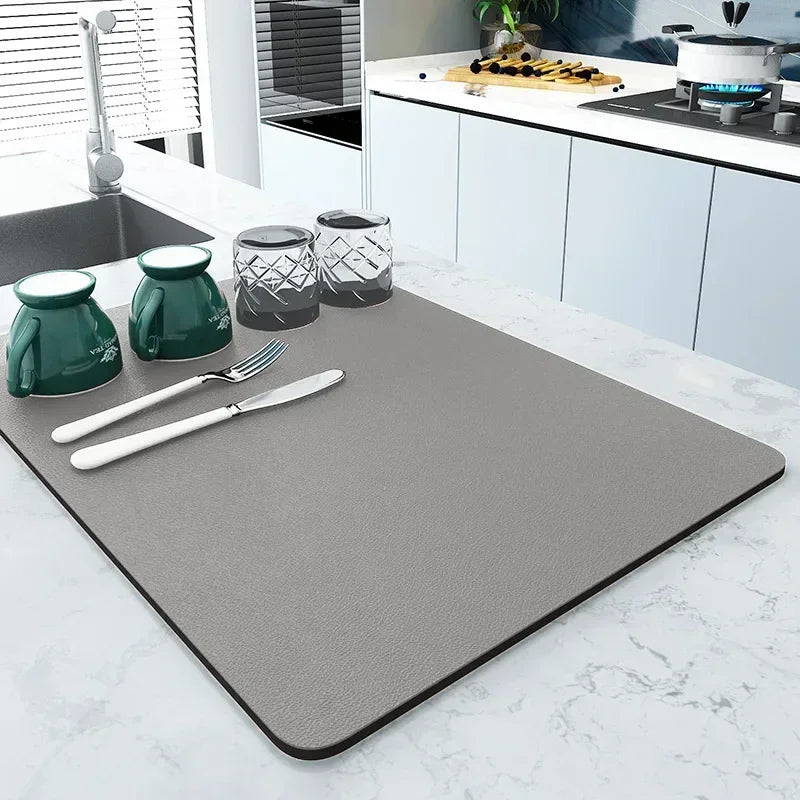 Kitchen Absorbent Tableware Mats Dish Drying Mat Drain Pad Heat Resistant Counter Top Mat Non-slip Draining Placemat Home Decor