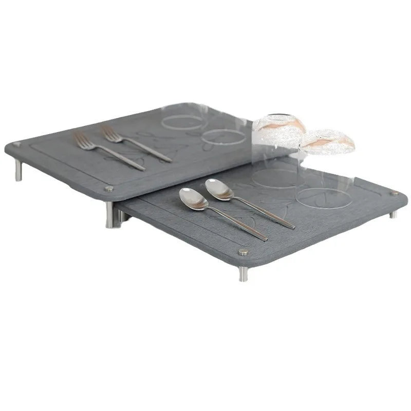 Nesting Stone Dish Drying Mats for Kitchen Counter Absorbent Quick Drying Diatomaceous Earth Stone Drying Mat Non-Slip Pad