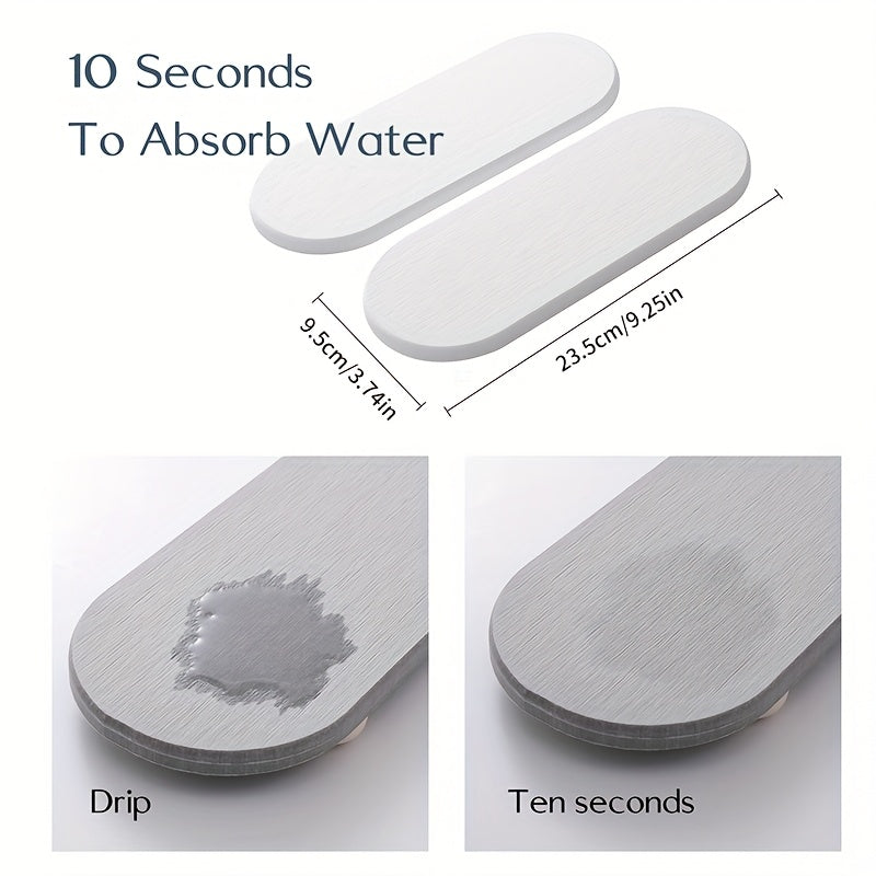 Quick-Dry Absorbent Diatomaceous Earth Countertop Mat with Utensil Holder & Bottle Opener - Solid Pattern Stone Material Dish Drying Tray for Kitchen & Bathroom, Durable Modern Countertop Organizer, Dish Drying Mat, Bathroom Storage, Minimalist Design, Hi