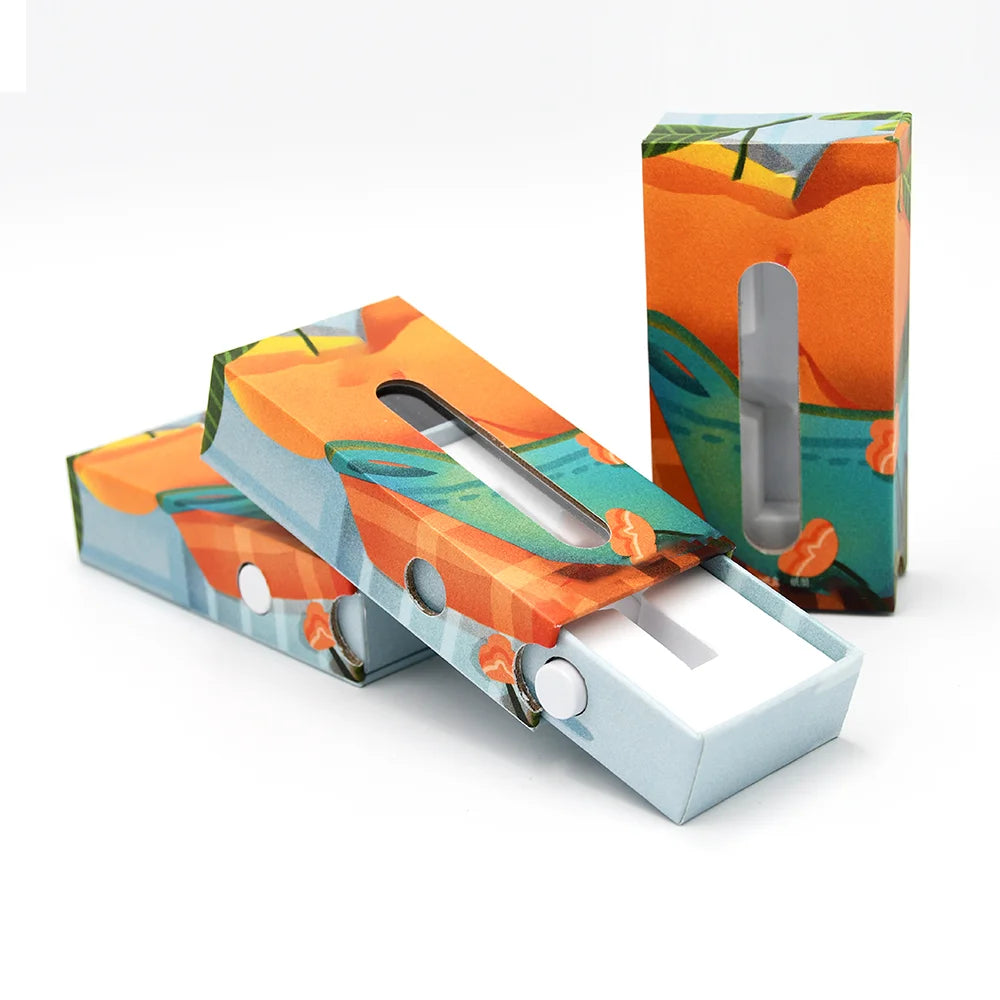 Custom V Cartridge  with Child-Resistant Feature Recycled Materials Glossy & Matt Lamination Embossing on Paper Box