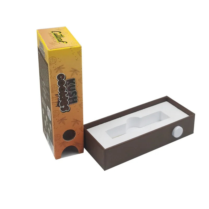 Boîte pré-rouleau personnalisée avec logo enfant, à l'épreuve des enfants, gaufrage, pelliculage mat et vernis UV, pour emballage professionnel. 