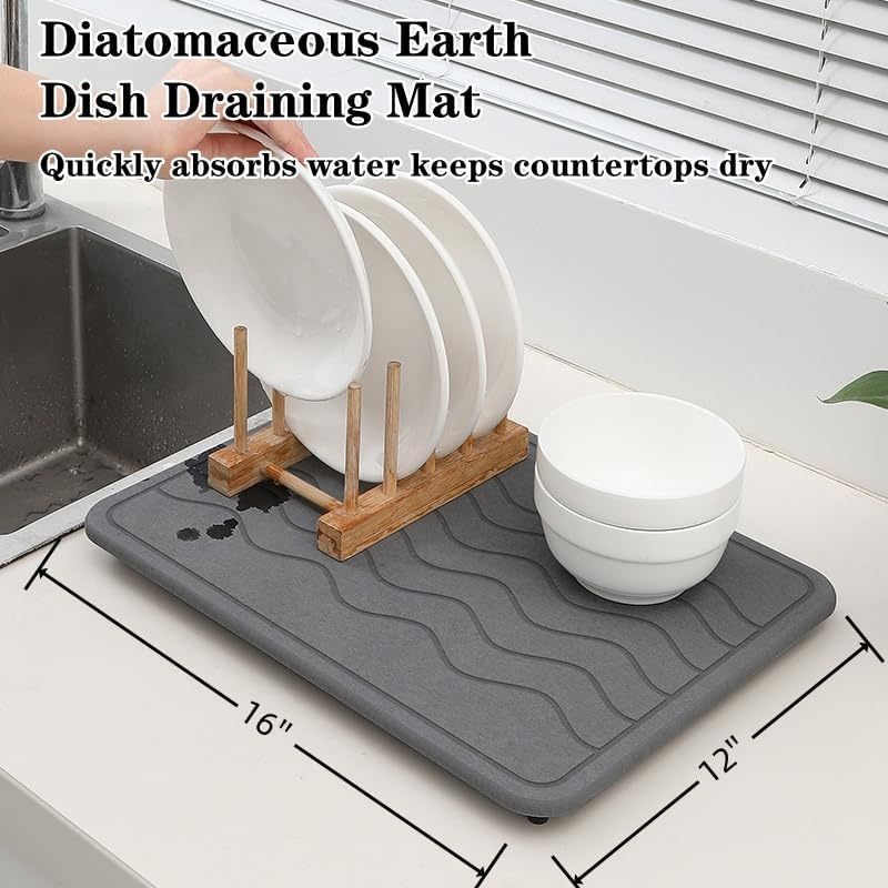 Table tray, hard board, instant water absorption, kitchen pad, washing and draining, quick drying pad, drainage pad, diatomaceous earth pad, dinner plate.