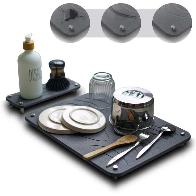 Kitchen stainless steel diatomite dry countertop non-slip stone plate drying foot set pad drying plate speed pad stone water absorption
