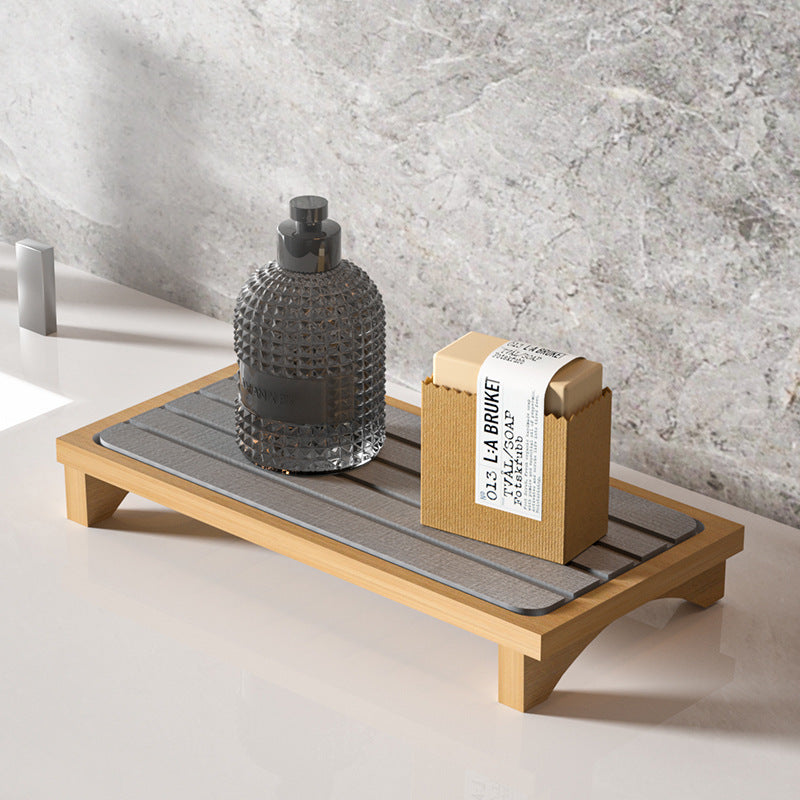 Stone tray Diatomite wash Cross-border tableware Countertop bathroom Amazon bamboo tray pad drying suction drain