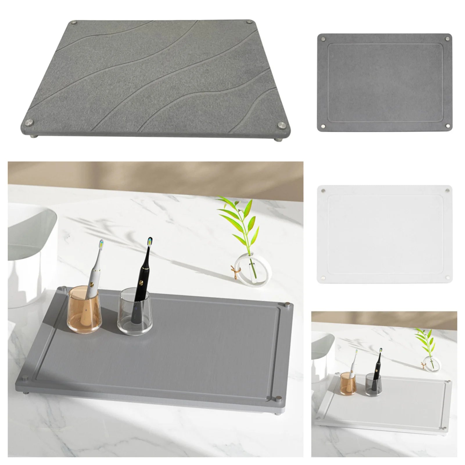Kitchen Marble Stone Drying Mat Quick Drying Countertop Dish Rack Pad Suitable for Tableware Coffee Machine