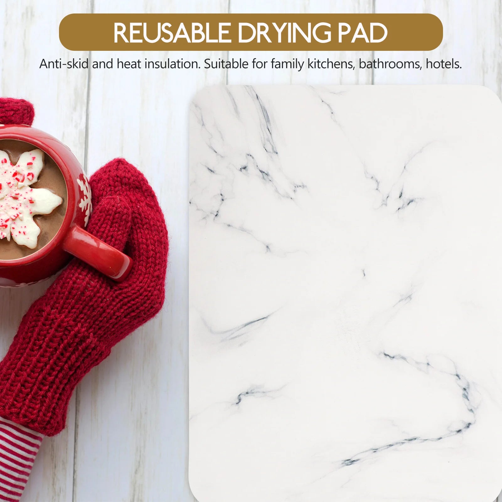 Premium Diatomite Dish Drying Mat Quick Absorption Heat Insulation Countertop Kitchen Stone Water Drain Pad Drying Cushion For