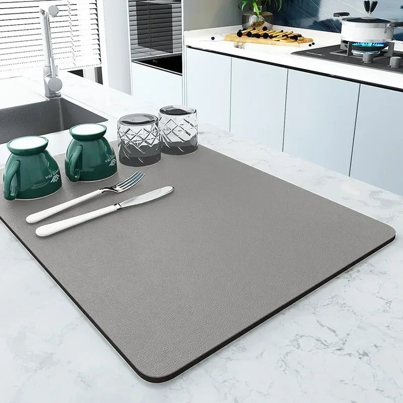 Kitchen Absorbent Tableware Mats Dish Drying Mat Drain Pad Heat Resistant Counter Top Mat Non-slip Draining Placemat Home Decor