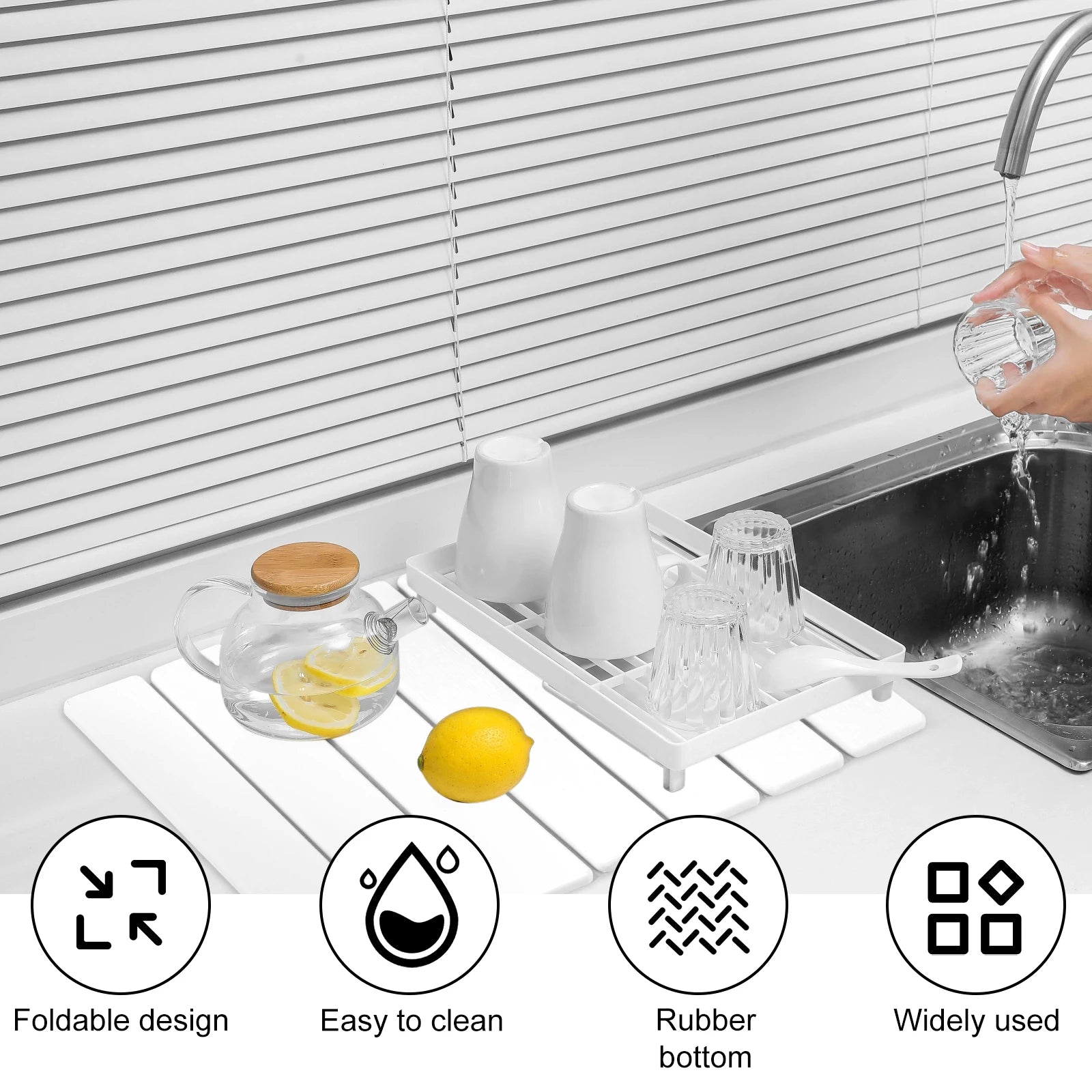 Kitchen Drying Mat Foldable Stone Dish Draining Mat Super Absorbent Mat Quick Dry Stone Drain Pad Kitchen Faucet Placemats