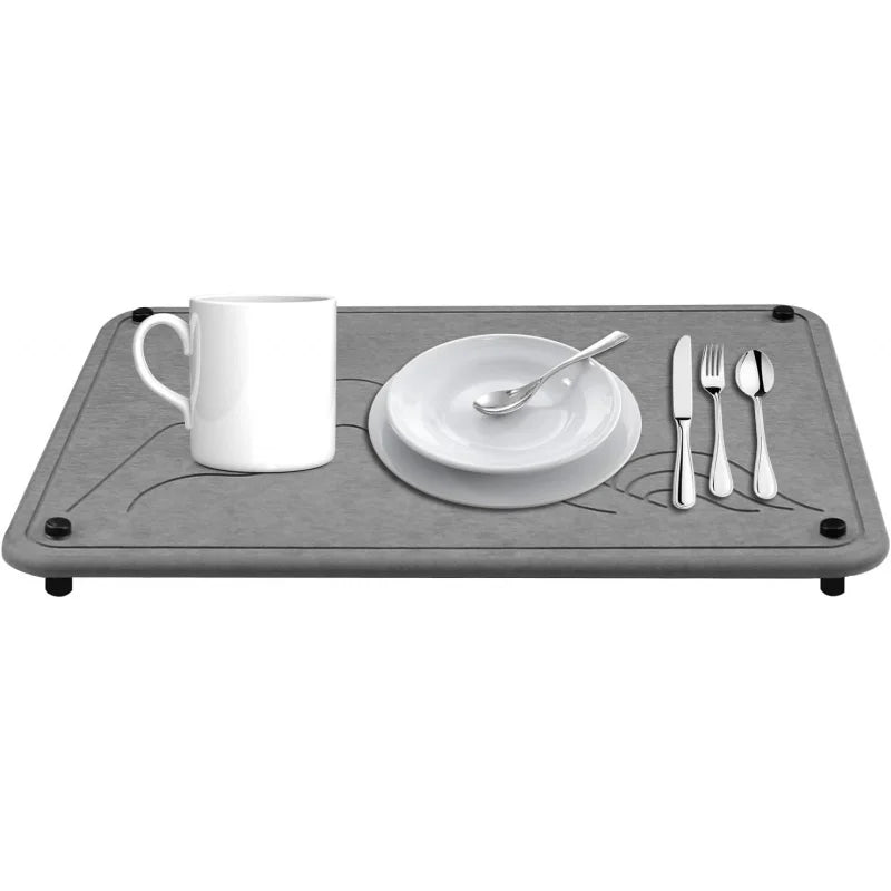 Kitchen Counter, Quick Drying Diatomaceous Earth Sink Tray Mat for Dish, Cups Heat Resistant Stone Dry