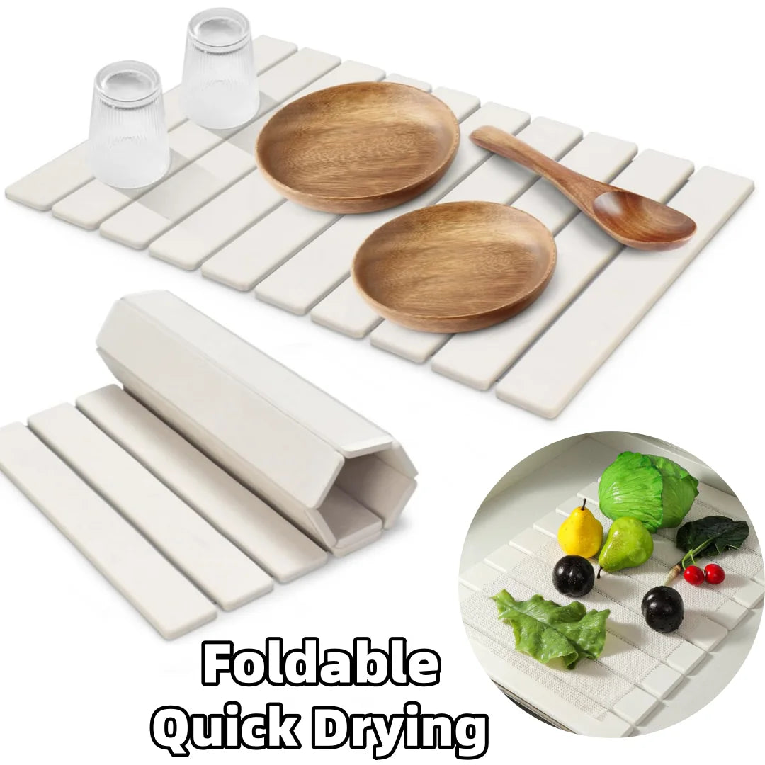 Large Quick Drying Mat Fast Absorbent Stone for Kitchen Counter Collapsible Diatomaceous Earth Dish Drying Stone Dish Drying Mat