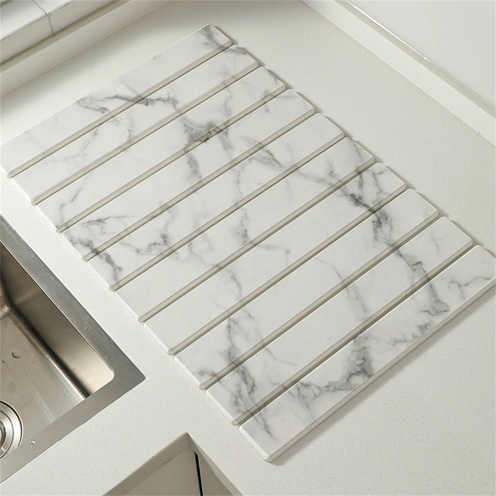 40x30cm  Stone Dish Drying Mat Super Absorbent Diatomaceous Earth Drying Mats Foldable Stone Dish Mat Kitchen Accessories